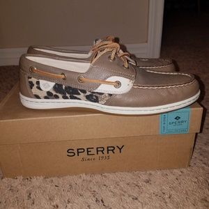 Tan animal print Sperry